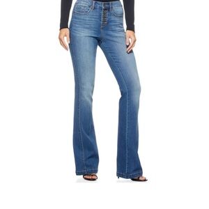 Sofia by Sofia Vergara Melisa Flare High Rise Blue Button Flare Jeans Size 16